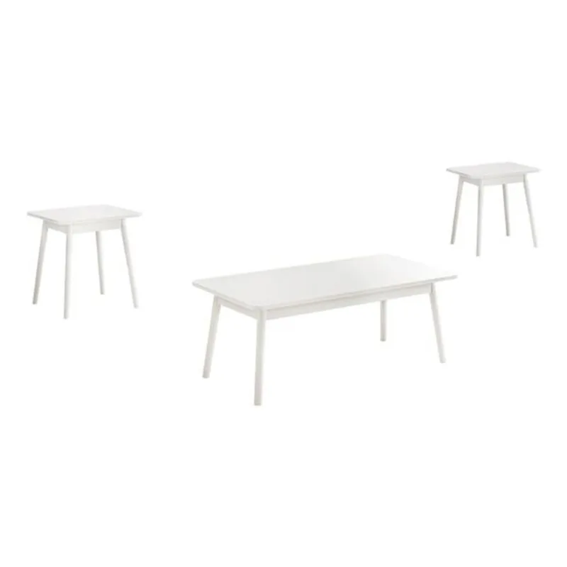 Monarch Specialties Mid-Century 3-Pcs Coffee Table Set - White