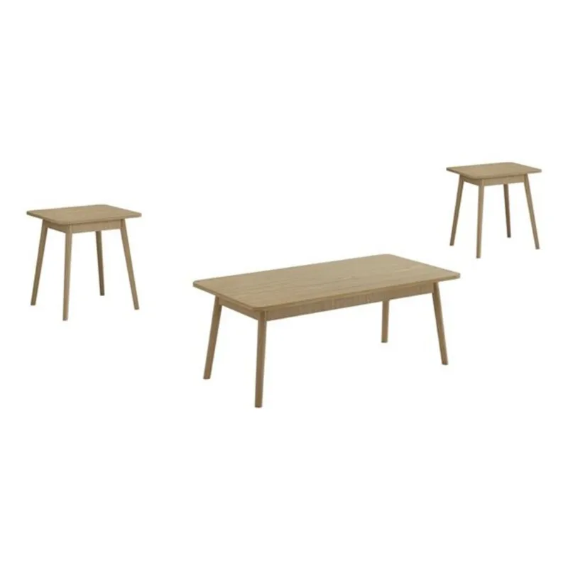Monarch Specialties Mid-Century 3-Pcs Coffee Table Set - Natural