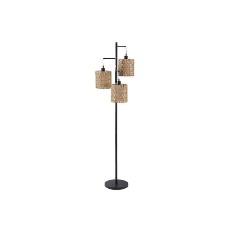 Monarch Specialties Floor Lamp Black 73-in with Natural Rope Shade