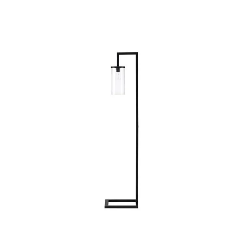 Monarch Specialties Floor Lamp Black 68-in with Glass Shade