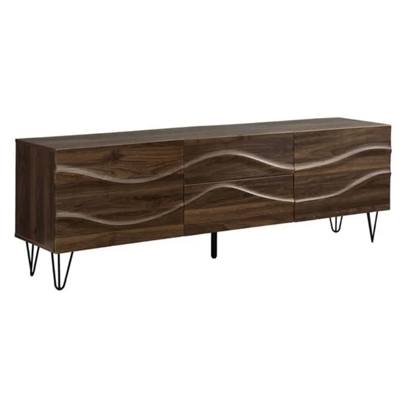 Monarch Specialties Media Entertainment Centre w/ Drawers and Metal Legs 72-in - Modern - Brown