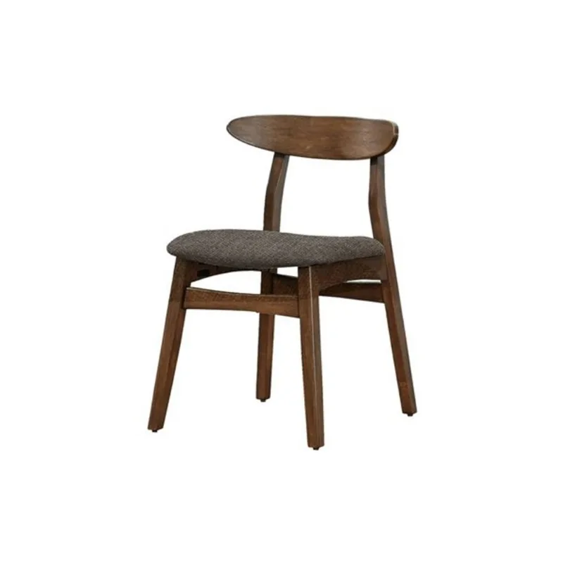 Monarch Specialties Mid-Century Dining Chairs w/ Fabric Upholstery and Wood Frame 30-in - Brown - Set of 2