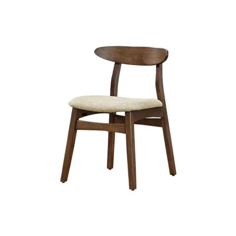 Monarch Specialties Set of 2 Side Chairs with Sand Polyester and Dark Walnut Wood Legs