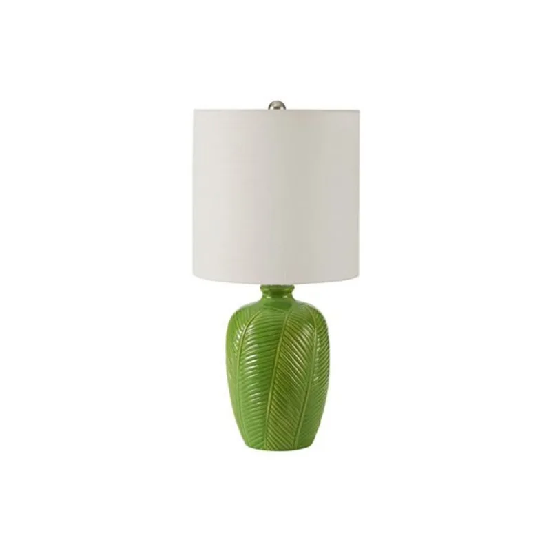 Monarch Specialties Contemporary Table Lamp 19-in – Green Ceramic/White Shade