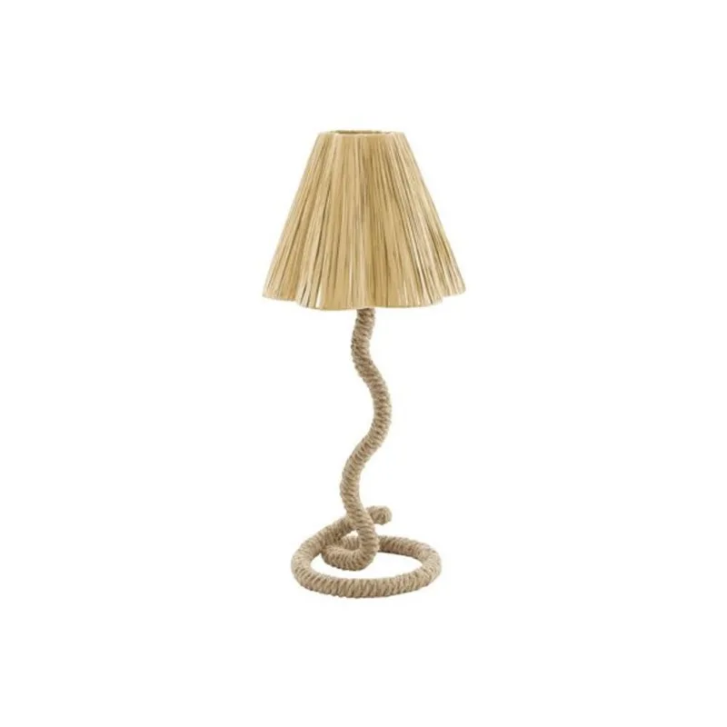 Monarch Specialties Classic Boho Table Lamp 22-in – Natural Rope/Natural Paper Shade