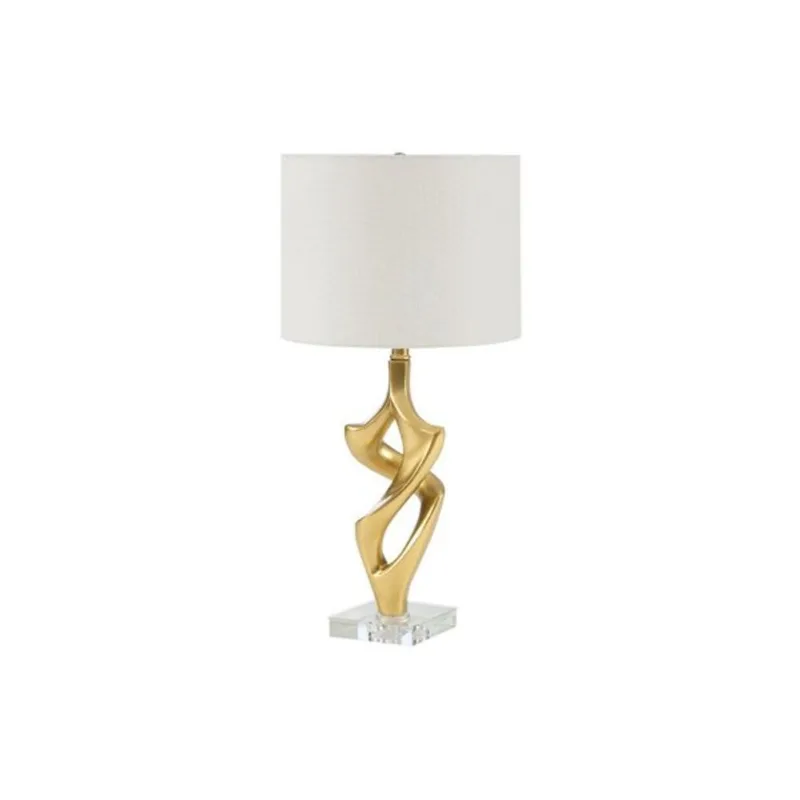 Monarch Specialties Contemporary Table Lamp 24-in – Gold Resin/Ivory Cream Shade