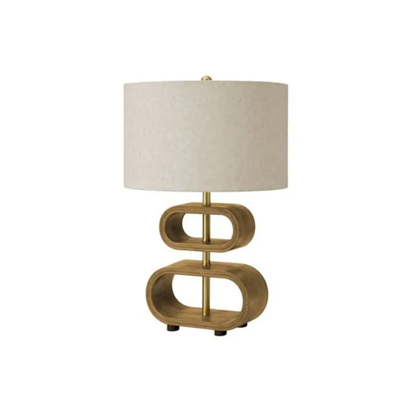 Monarch Specialties Contemporary Lighting 20-in – Brown Wood-Look/Beige Shade