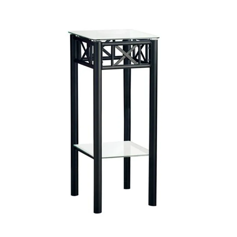 Monarch Accent Table - Black Metal and Tempered Glass - 28-in