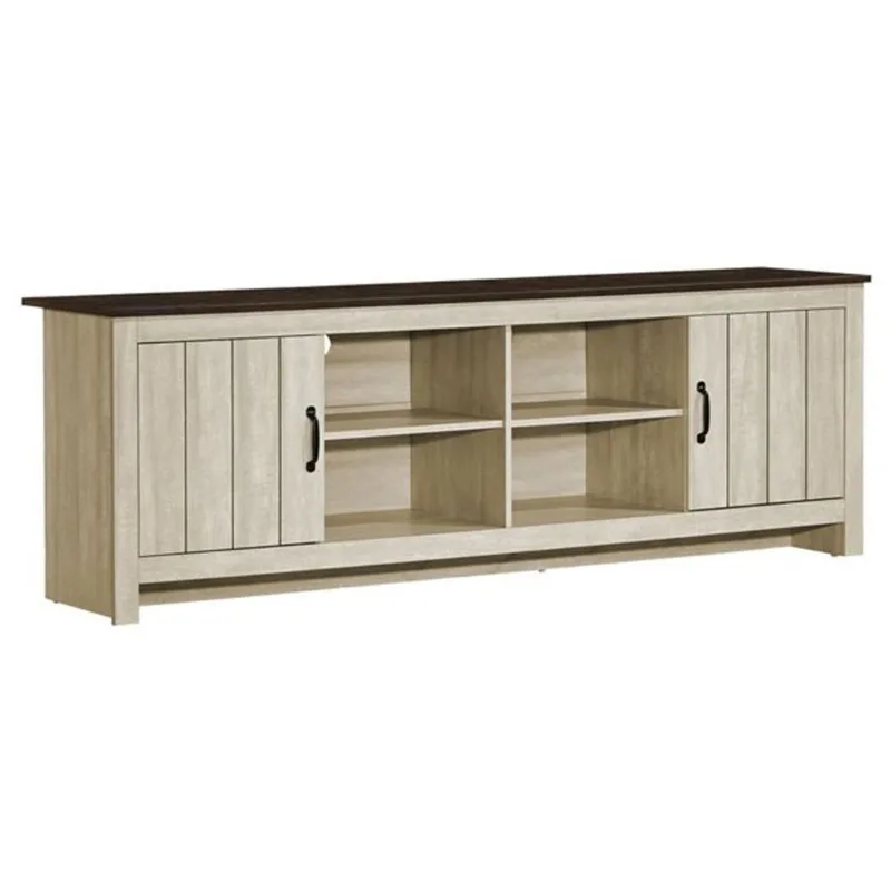 Monarch Specialties Media Entertainment Centre w/ Laminate Construction and Wood Legs 72-in - Transitional - Brown Oak
