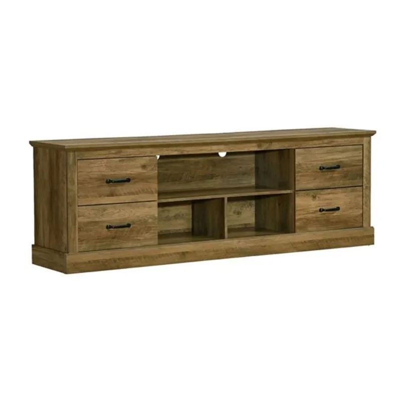 Monarch Specialties Media Entertainment Centre w/ Drawers and Wood Legs 72-in - Transitional - Brown Oak