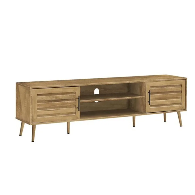 Monarch Specialties Media Entertainment Centre w/ Laminate Construction and Wood Legs 72-in - Transitional - Walnut