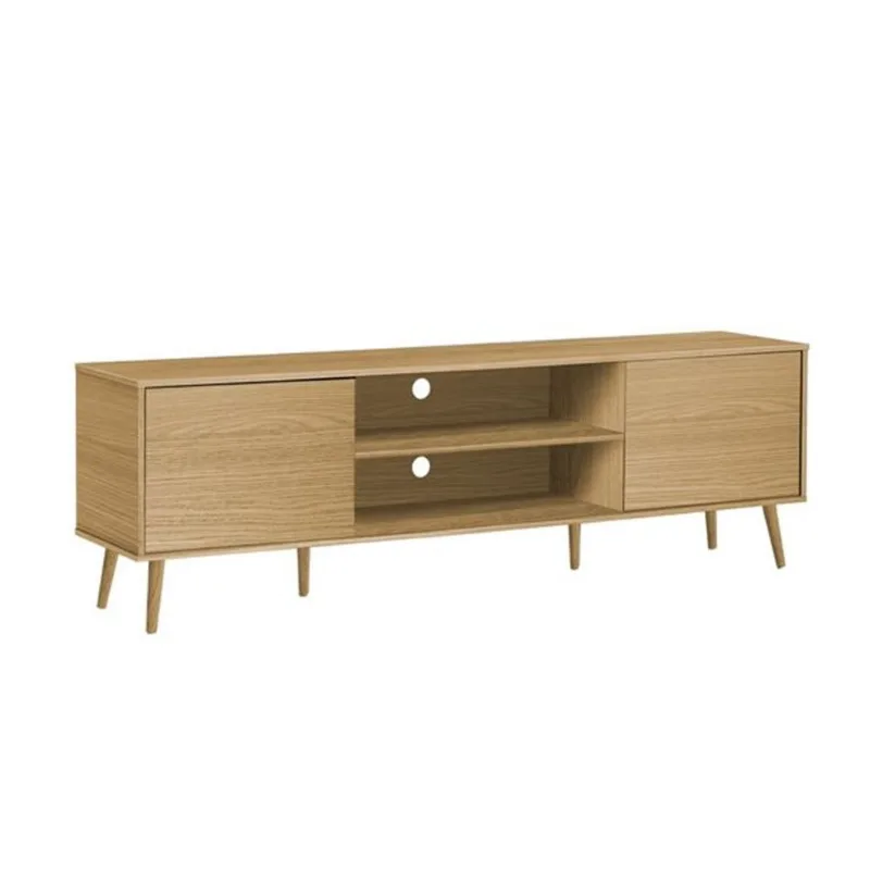 Monarch Specialties Media Entertainment Centre w/ Laminate Construction and Wood Legs 72-in - Modern - Natural