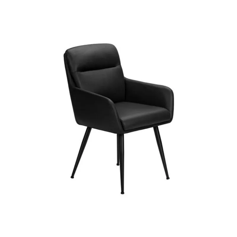 Monarch Specialties Contemporary Dining Chairs w/ Leather Look Upholstery and Metal Frame 34-in - Black - Set of 2