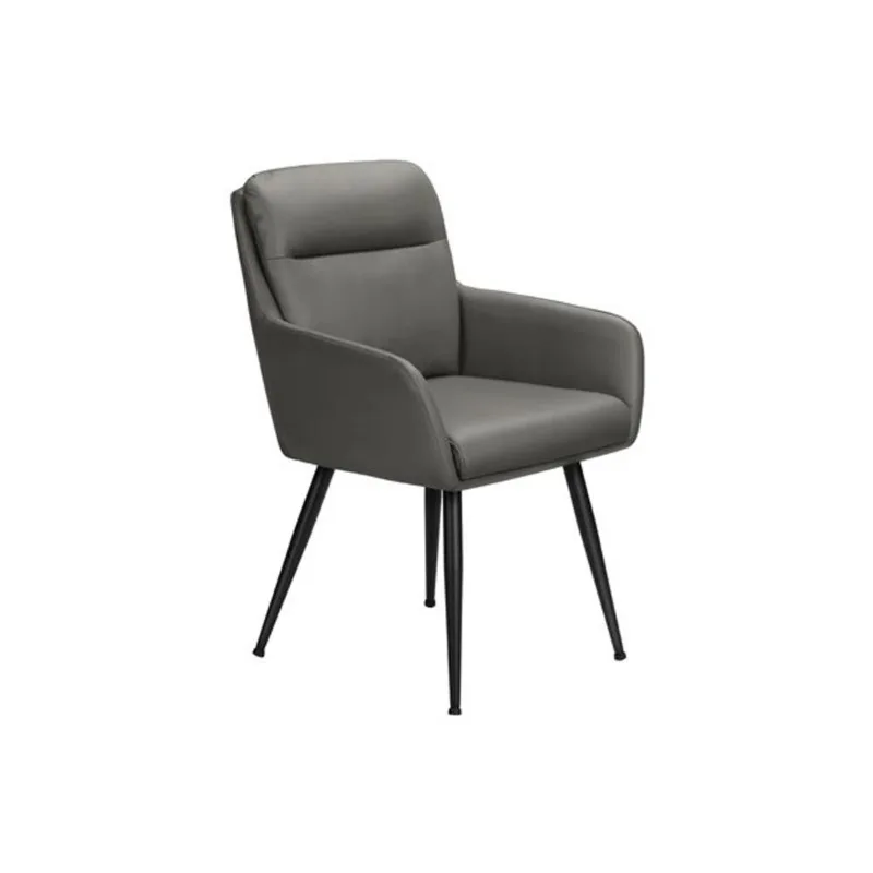 Monarch Specialties Contemporary Dining Chairs w/ Leather Look Upholstery and Metal Frame 34-in - Grey - Set of 2