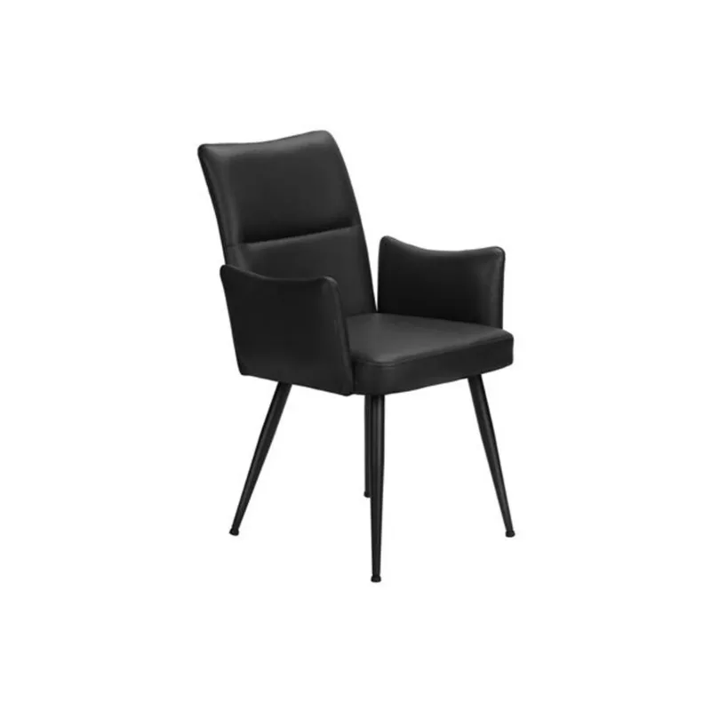 Monarch Specialties Contemporary Dining Chairs w/ Leather Look Upholstery and Metal Frame 36-in - Black - Set of 2