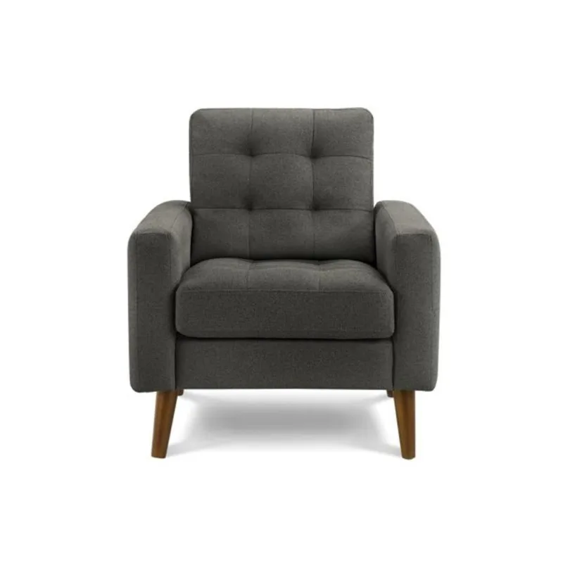 Monarch Specialties Mid-Century Upholstered Accent Chair 31-in – Dark Grey Fabric/Walnut Wood