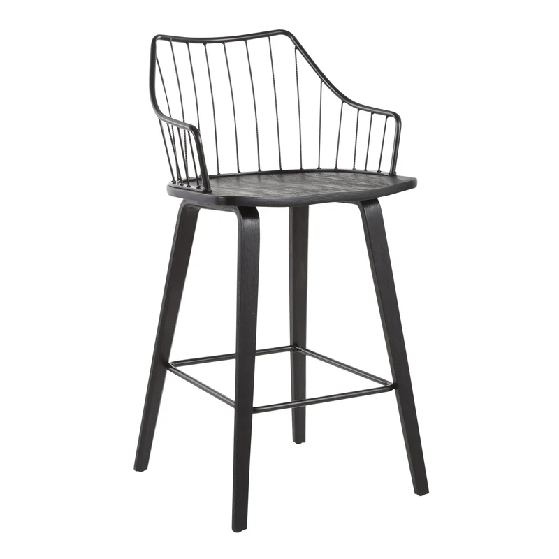 Winston - Farmhouse Counter Stool Black