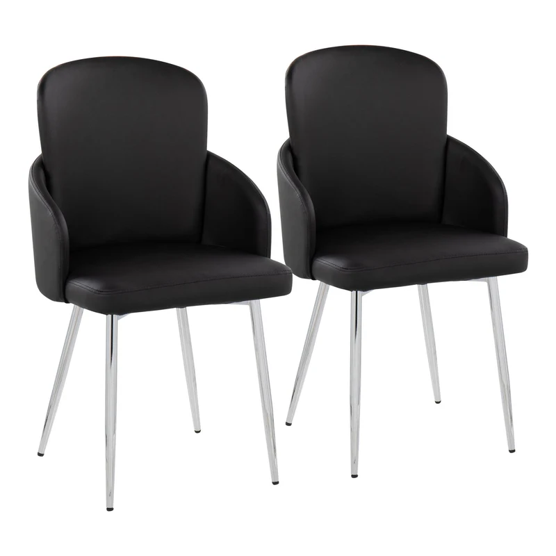 Dahlia - Contemporary, Dining Chair (Set of 2) Black / Faux Leather