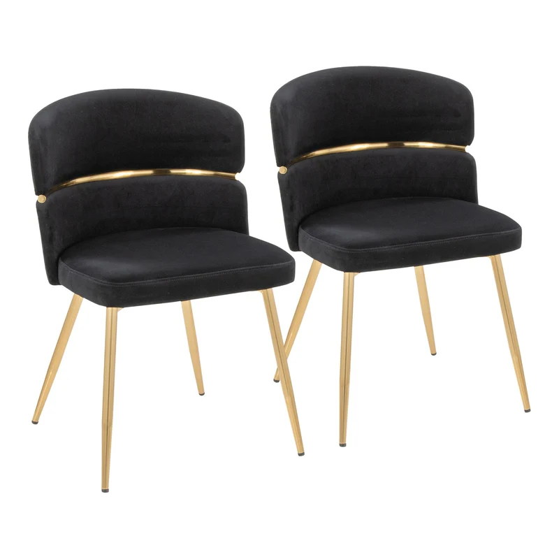 Cinch - Glam / Art Deco Dining Chair (Set of 2) Black / Fabric
