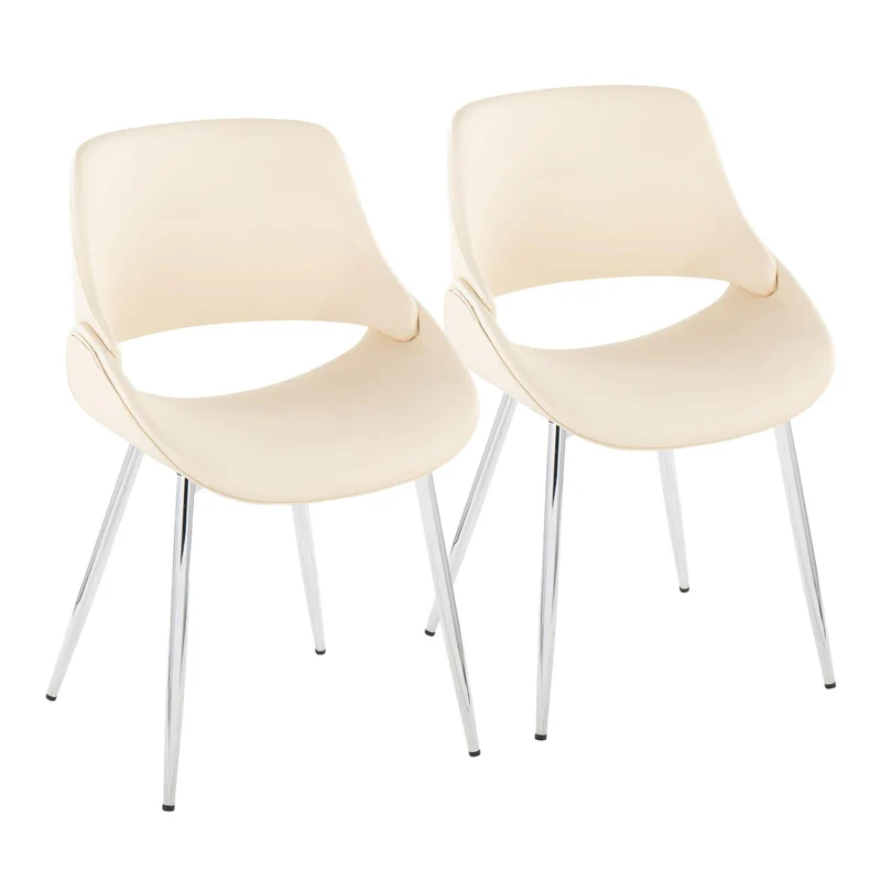 Fabrico - Mid Century / Modern Dining Chair (Set of 2) Beige / Faux Leather