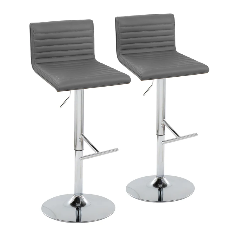 Mason - Contemporary Adjustable Barstool & Swivel With Straight T Footrest (Set of 2) Dark Gray