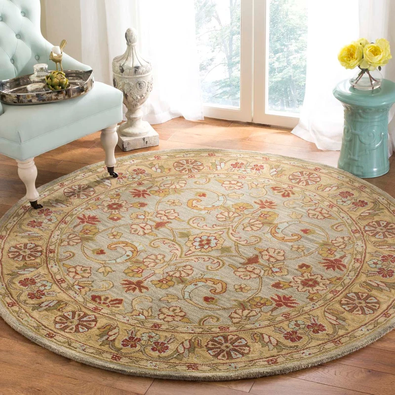 Safavieh Classic 324 Rug, CL324 Light Green / Gold / 6' X 6' Round