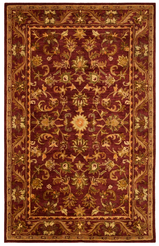 Safavieh Antiquity Acanthus Bordered Hand-Tufted Wool Rug, AT52 WINE / GOLD / 2'-3" X 10'