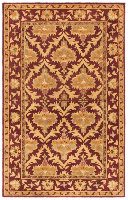 Safavieh Antiquity Botanical Trellis Hand-Tufted Wool Rug, AT54 WINE / GOLD / 9'-6" X 13'-6"