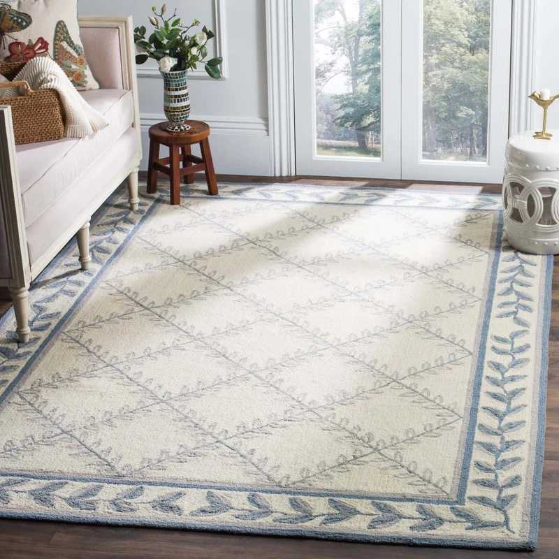 Safavieh Easy Care 430 Rug, EZC430 Ivory / Light Blue / 6'-0" X 9'-0"