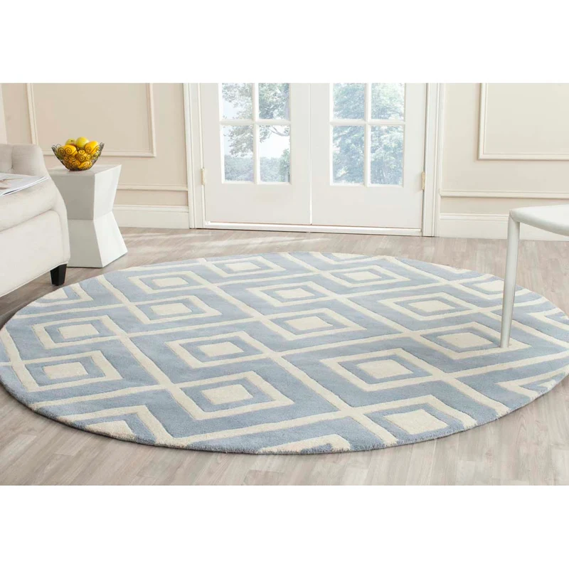 Safavieh Chatham 742 Rug, CHT742 Blue / Ivory / 7' X 7' Round