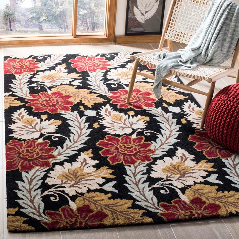 Safavieh Blossom 921 Rug, BLM921 Black / Multi / 5' X 8'