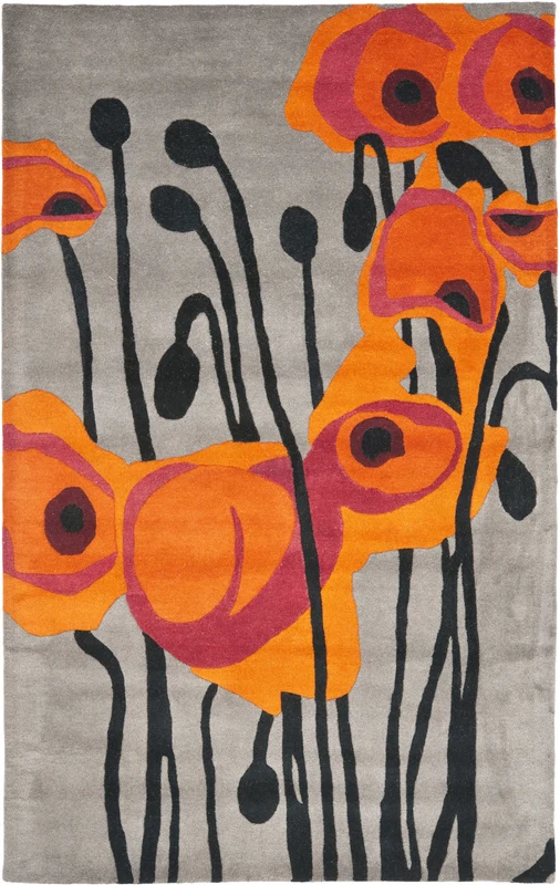 Soho 853 Rug | Safavieh - SOH853 GREY / ORANGE / 5'-0" x 8'-0"