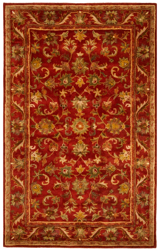 Safavieh Antiquity Acanthus Bordered Hand-Tufted Wool Rug, AT52 RED / RED / 2'-3" X 8'