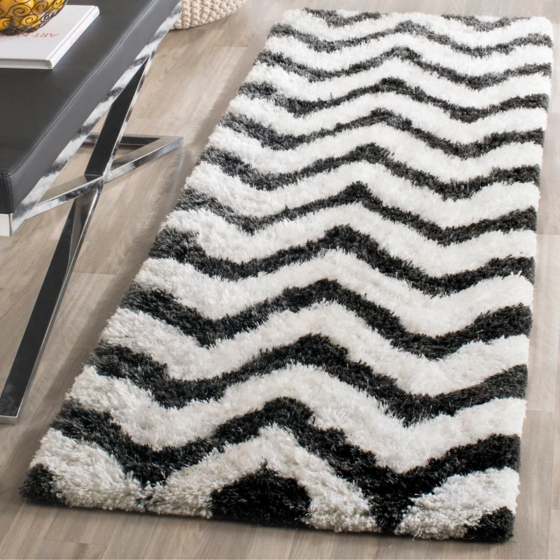 Safavieh Barcelona Shag 320 Rug, BSG320 Graphite / Ivory / 8' X 10'