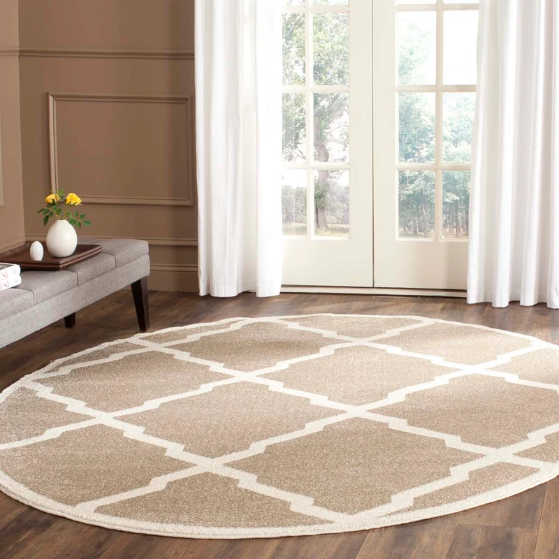 Safavieh Amherst 421 Rug, AMT421 Wheat / Beige / 7' X 7' Round
