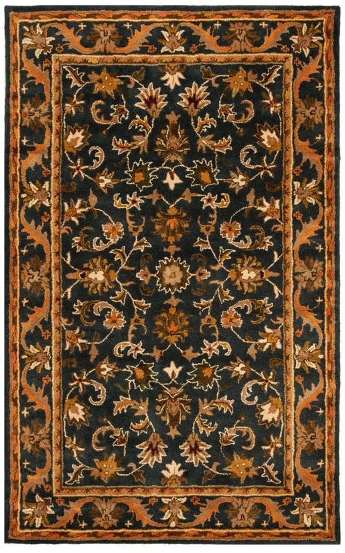 Safavieh Antiquity Acanthus Bordered Hand-Tufted Wool Rug, AT52 BLUE / GOLD / 8' X 8' Square