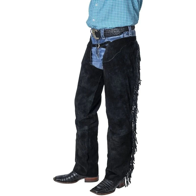 Tough1 Western Fringed Chaps Black / Large