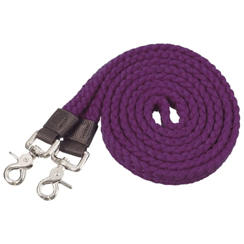 Tough1 Pro Flat Cotton Roping Reins Purple / 7'