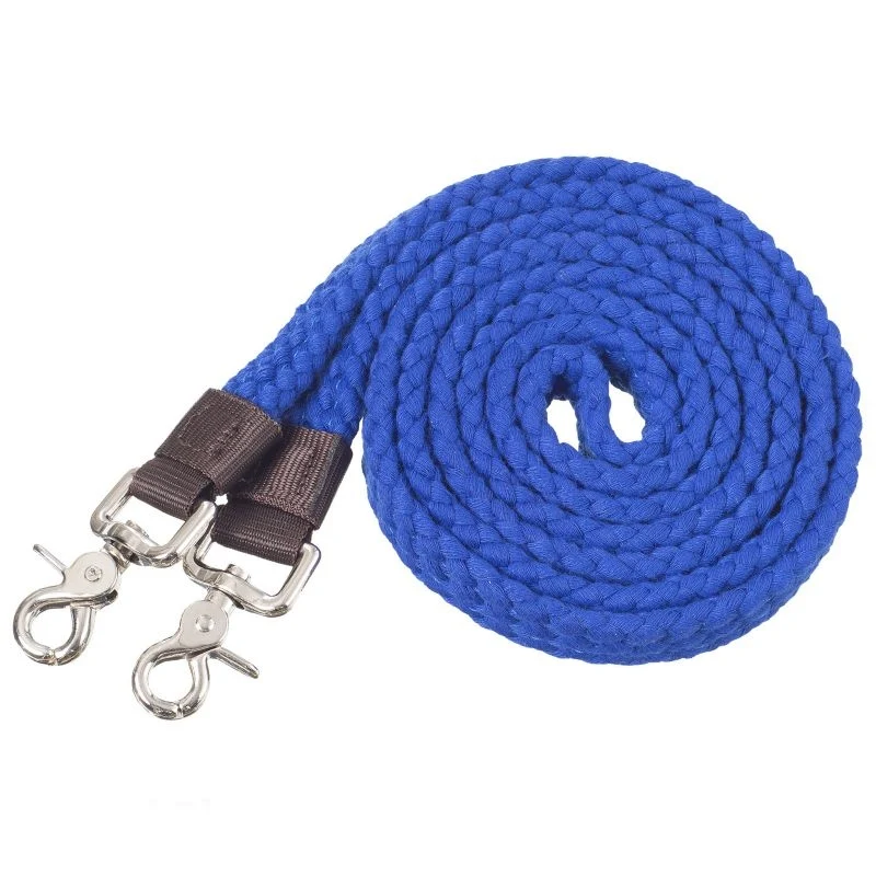 Tough1 Pro Flat Cotton Roping Reins Royal Blue / 7'