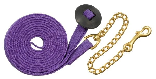 Tough-1 German Cord Cotton Lunge Line with Heavy Chain Pink / 25'