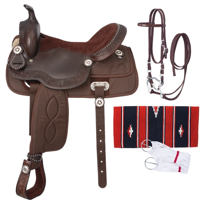 Tough-1 Eclipse Pro Trail Saddle Package Brown / 18