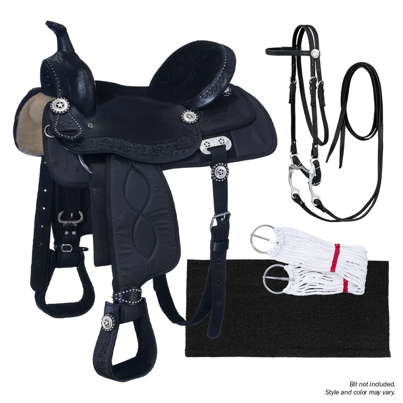 Tough-1 Eclipse Pro Trail Saddle Package Black / 19