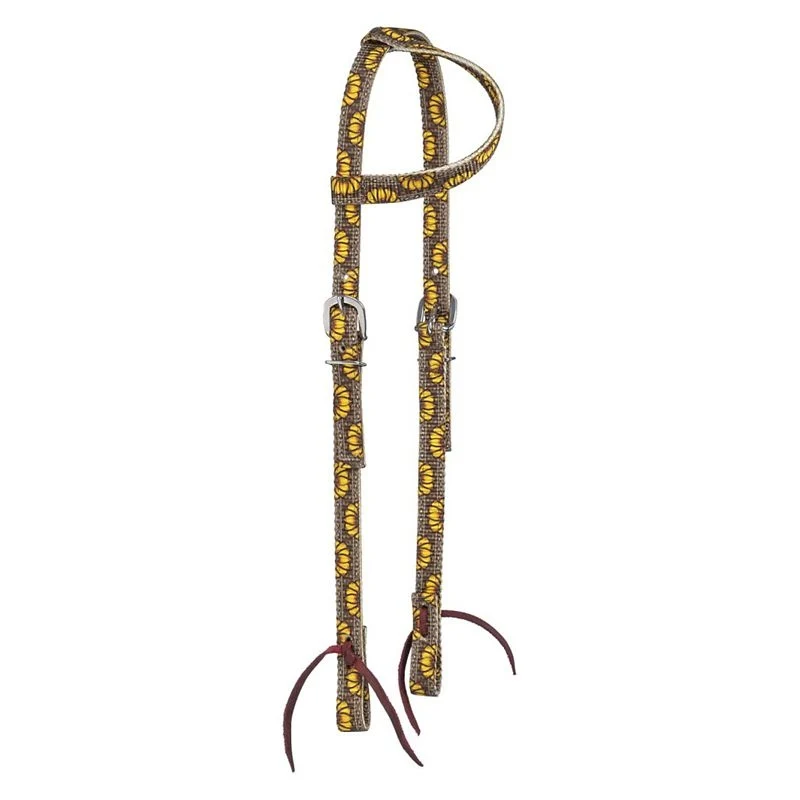 Tough1 Printed Nylon Ear Headstall Sunflower / Horse
