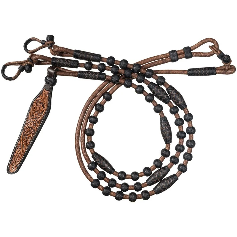 Tough1 30-Plait Romal Reins Brown/Black / 30 Plait