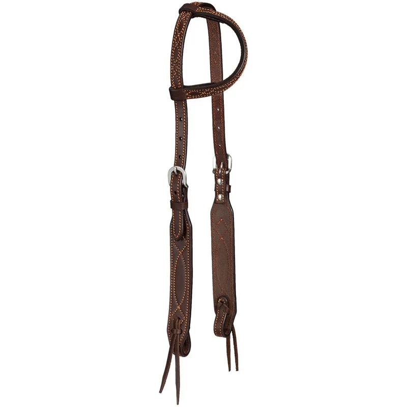 Tough1 Colored Thread Single Ear Headstall Orange / Horse