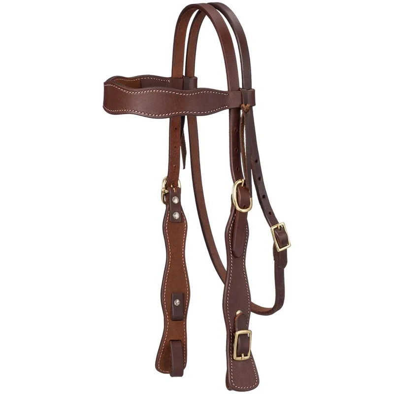 Tough1 Harness Leather Buckaroo Headstall Heavy Oil / Horse