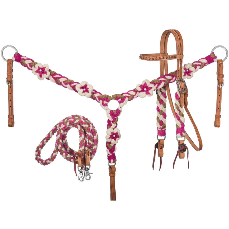 Tough1 Clara Wool String 3-Piece Tack Set Light Oil / Horse