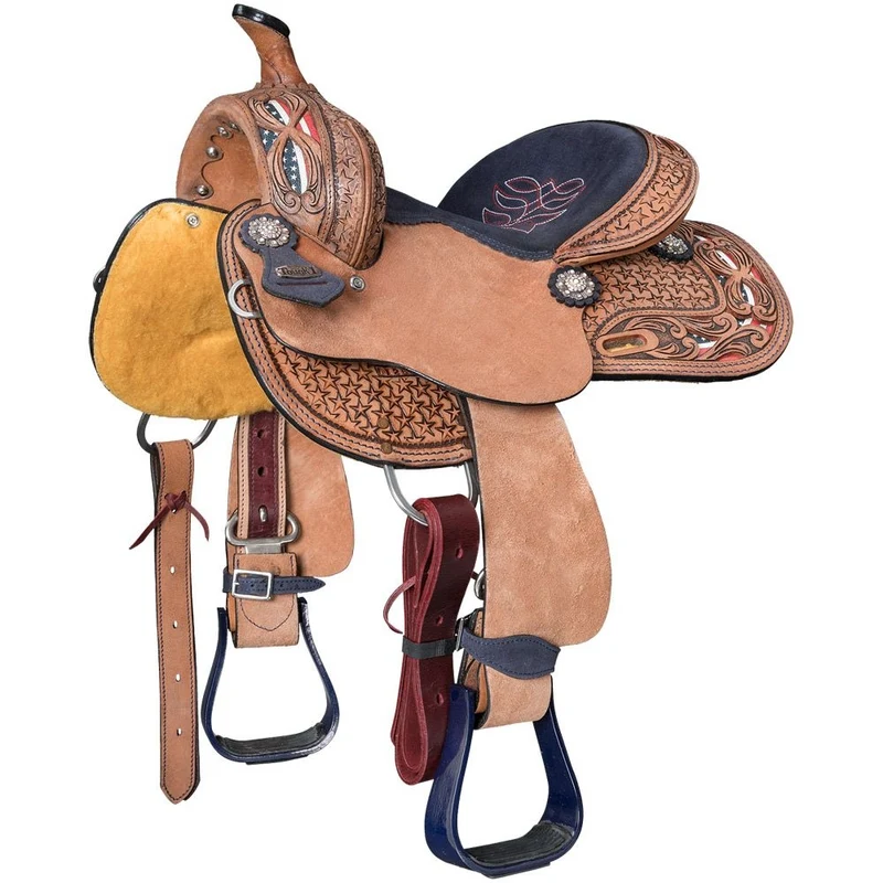 Tough1 Youth Americana Barrel Saddle Light Antique / 12"