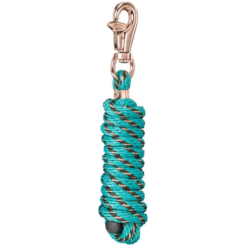 Tough1 Poly Lead Rope with Rose Gold Triggerbull Snap Teal / 8 1/2ft Long