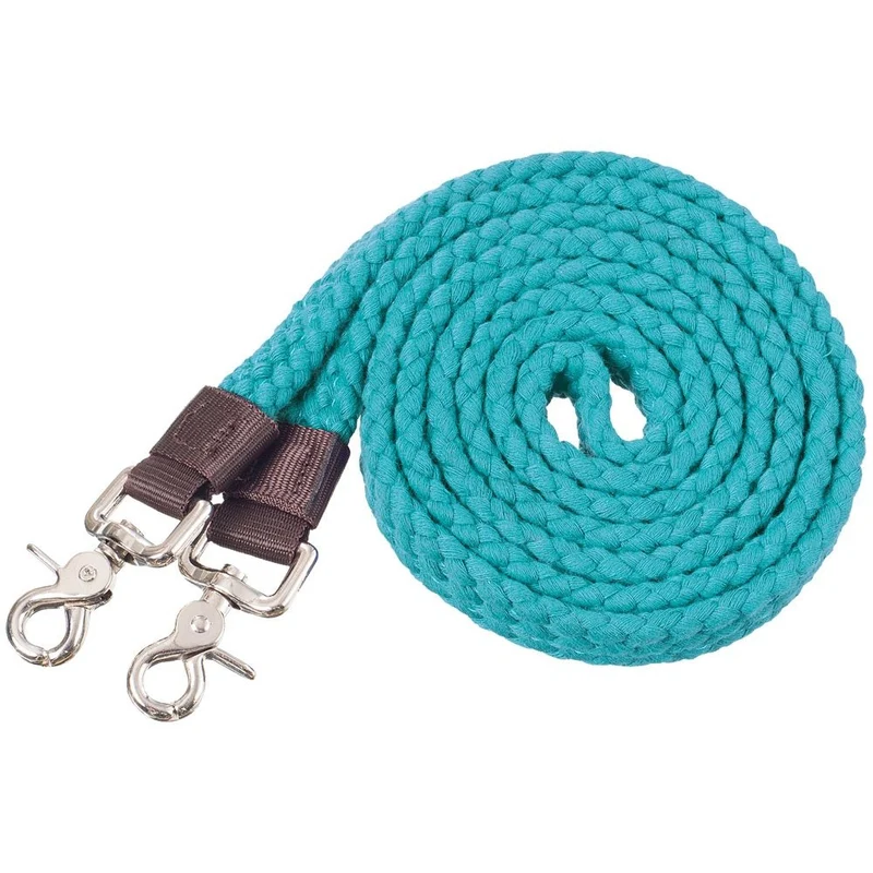 Tough1 Pro Flat Cotton Roping Reins Teal / 7'